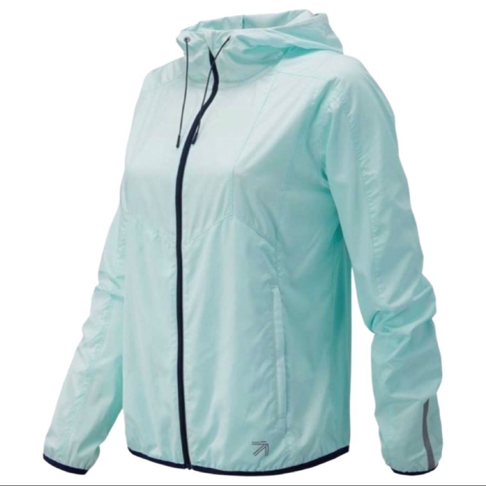 New Balance for J. CREW Dover Hooded Jacket in Aqua Sky Lightweight Windbreaker - Picture 1 of 16